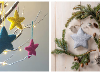 3D Star Ornament Free Knitting Pattern