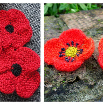 Poppy Flower Free Knitting Pattern