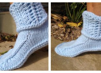 Slipper Boots with Lace Cuff Free Knitting Pattern