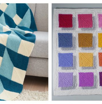 3D Illusion Shadow Squares Free Knitting Pattern