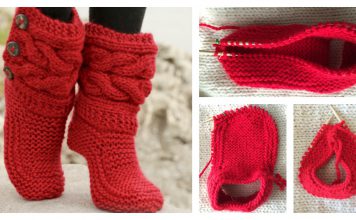 Cable Slippers Free Knitting Pattern and Video Tutorial