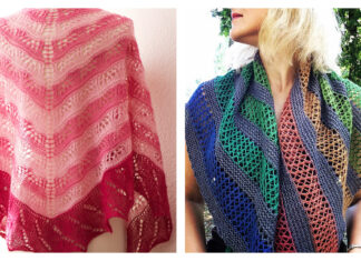 Stripes Lace Shawl Free Knitting Pattern