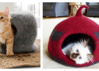 Cat Felt Cave House Free Knitting Pattern