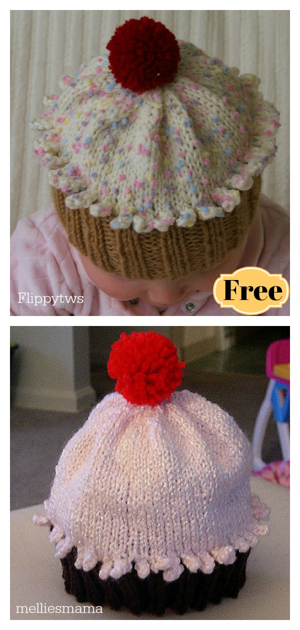 Cupcake Hat Free Knitting Pattern