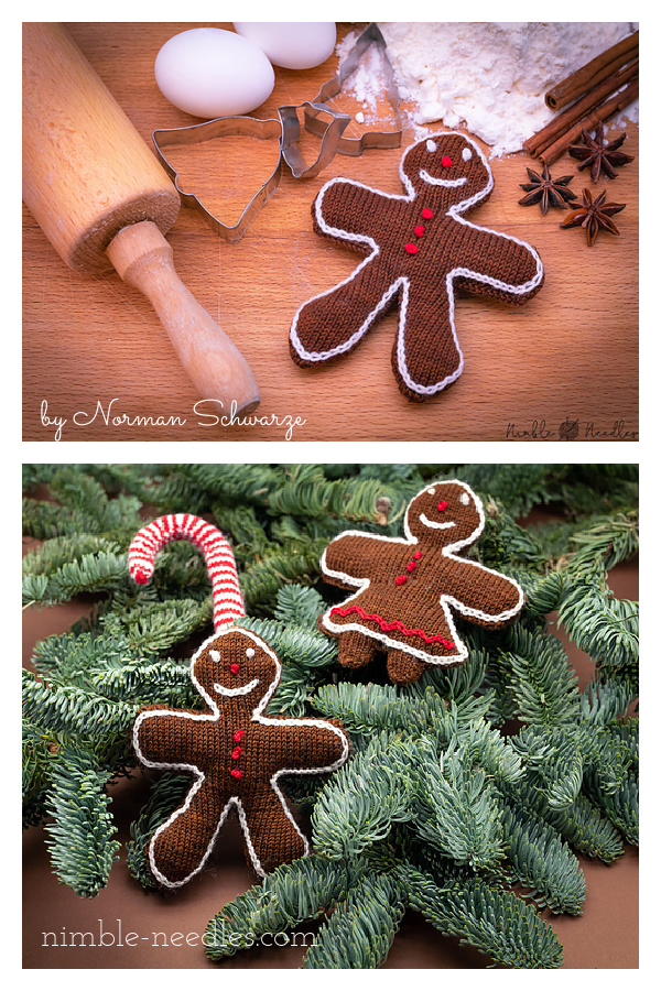 Gingerbread Man and Woman Free Knitting Pattern