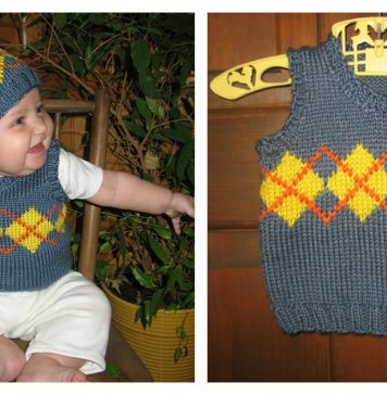 Baby Argyle Vest and Hat Free Knitting Pattern
