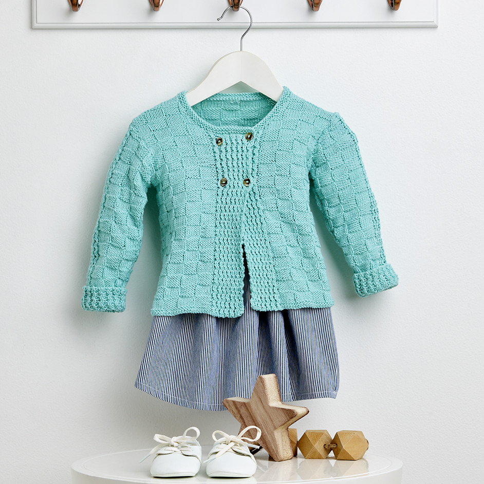 Basket Weave Baby Cardigan Free Knitting Pattern