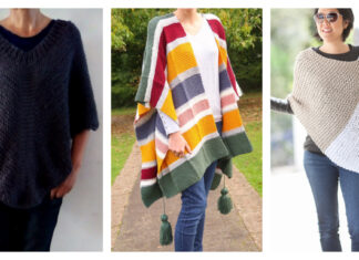 Easy Garter Stitch Poncho Free Knitting Patterns