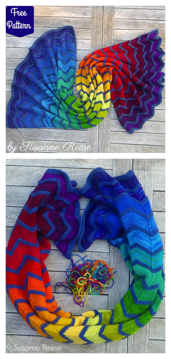 Rainbow Blanket Free Knitting Pattern