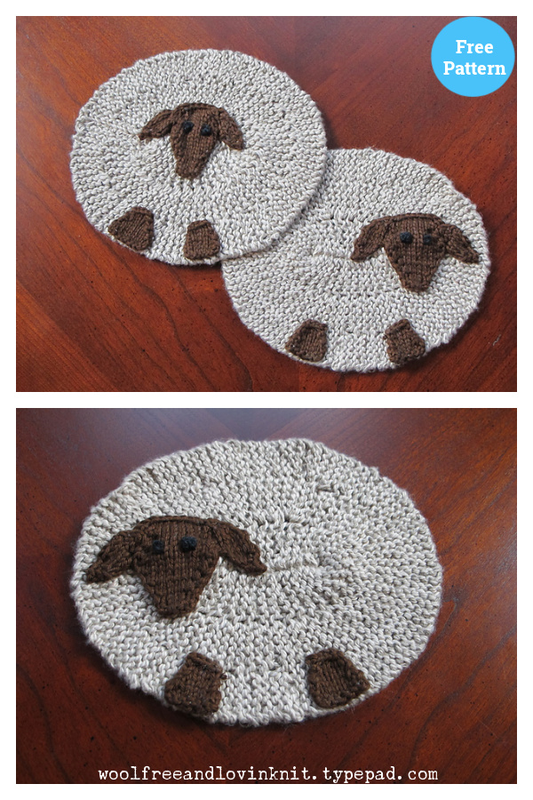 Sheep Coaster Free Knitting Pattern