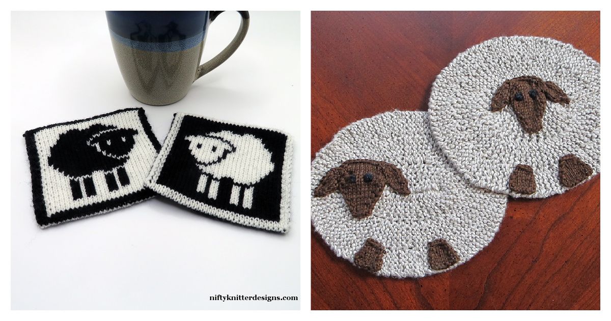 Sheep Coaster Free Knitting Pattern