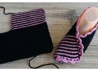 Flat Knit Slippers Free Knitting Pattern and Video Tutorial