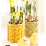 Cable Blooms Flowerpot Cozy Free Knitting Pattern