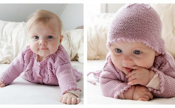 Pink Petals Baby Set Free Knitting Pattern