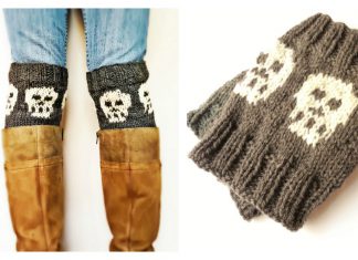 Snuggly Skull Halloween Boot Cuffs Free Knitting Pattern