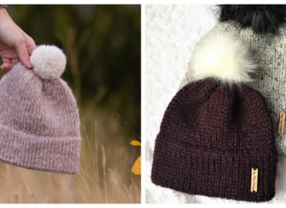 Simple Double Brim Beanie Hat Free Knitting Pattern