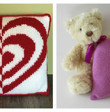 Heart Pillow Free Knitting Pattern