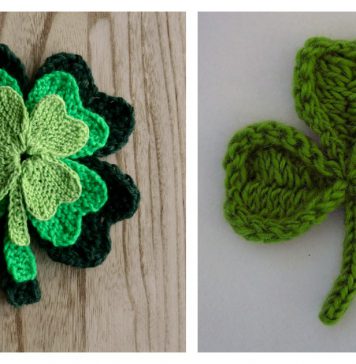 Lucky Shamrock Leaf Free Knitting Pattern and Paid