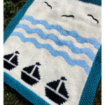 Sailboat and Waves Buggy Blanket Free Knitting Pattern