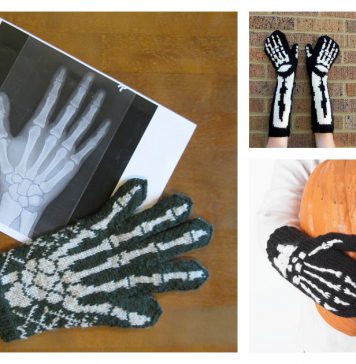 Halloween Skeleton Gloves Free Knitting Pattern