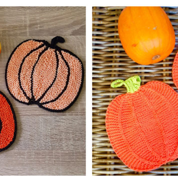 Pumpkin Potholders Free Knitting Pattern