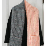 Color Blocked Pocket Scarf Free Knitting Pattern