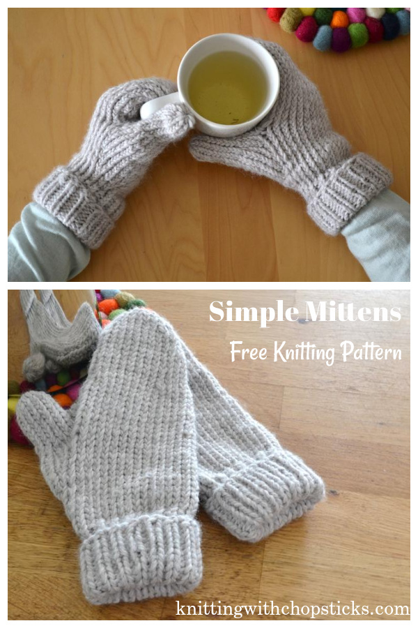 Simple Mittens Free Knitting Pattern