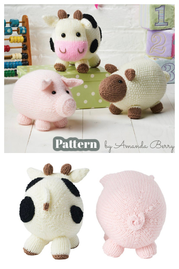 Amigurumi On The Farm Cow Sheep Pig Knitting Pattern