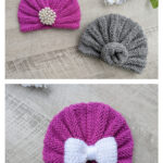 Baby Turban Hat Free Knitting Pattern and Video Tutorial