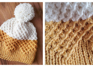 Starry Textured Beanie Free Knitting Pattern