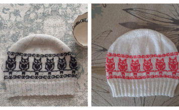 A Row of Owls Beanie Hat Free Knitting Pattern