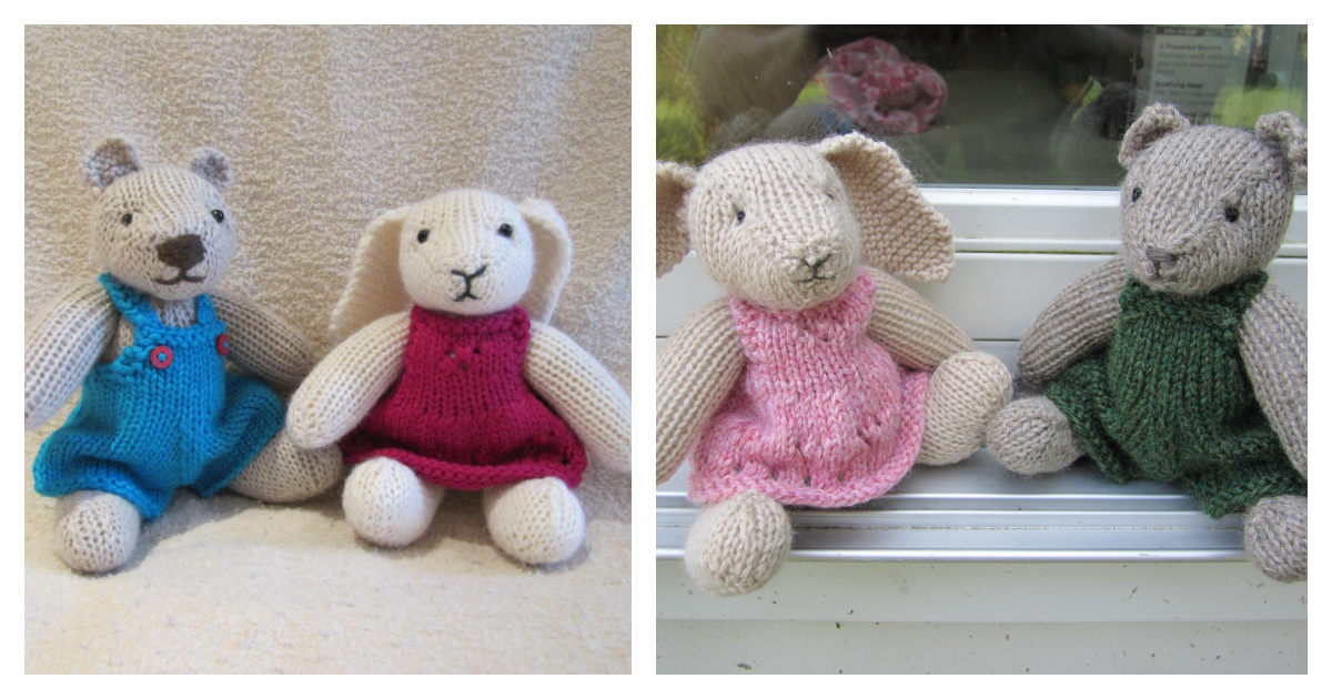 Rabbit and Bear Free Knitting Pattern