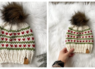 Holiday Hearts Hat Free Knitting Pattern