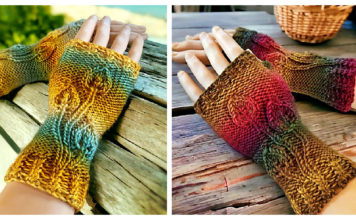 Autumn Leaf Half Gloves Free Knitting Pattern