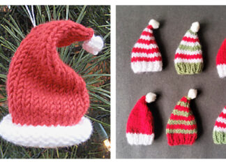 Mini Santa Hat Ornament Free Knitting Pattern