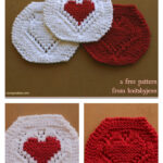 Valentine’s Day Heart Coaster Free Knitting Pattern