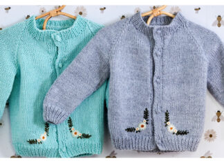 Little Floral Baby Cardigan Free Knitting Pattern