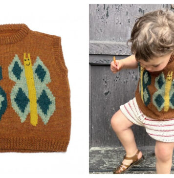 Butterfly Besties Children’s Slipover Free Knitting Pattern