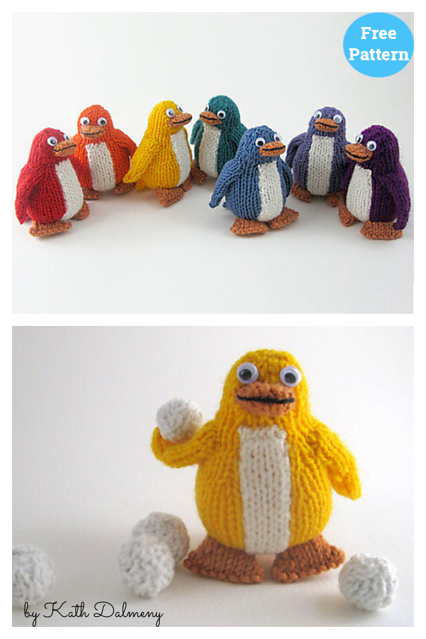 Rainbow Penguins Free Knitting Pattern