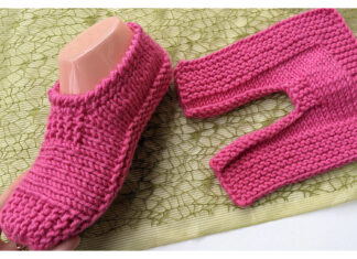 Flat Two-Needles Slippers Free Knitting Pattern and Video Tutorial