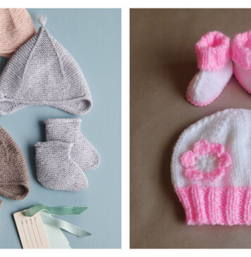 Baby Hat and Booties Set Free Knitting Patterns