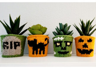 Tiny Halloween Plant Sweaters Free Knitting Pattern