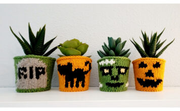 Tiny Halloween Plant Sweaters Free Knitting Pattern