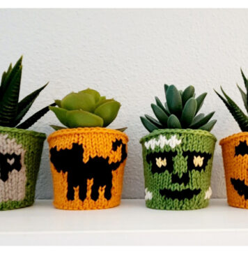 Tiny Halloween Plant Sweaters Free Knitting Pattern