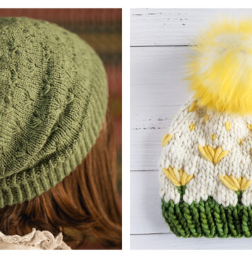 Dandelion Stitch Beanie Hat Knitting Patterns