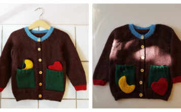 Love Moon Children’s Cardigan Free Knitting Pattern