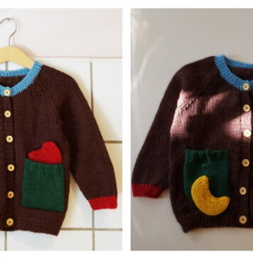 Love Moon Children’s Cardigan Free Knitting Pattern