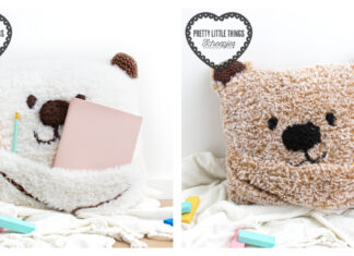 Bear Book Cushion Free Knitting Pattern