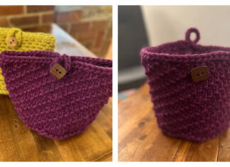 Basket with Toggle Closure Free Knitting Pattern