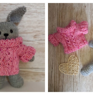 Bunny in Sweater Free Knitting Pattern